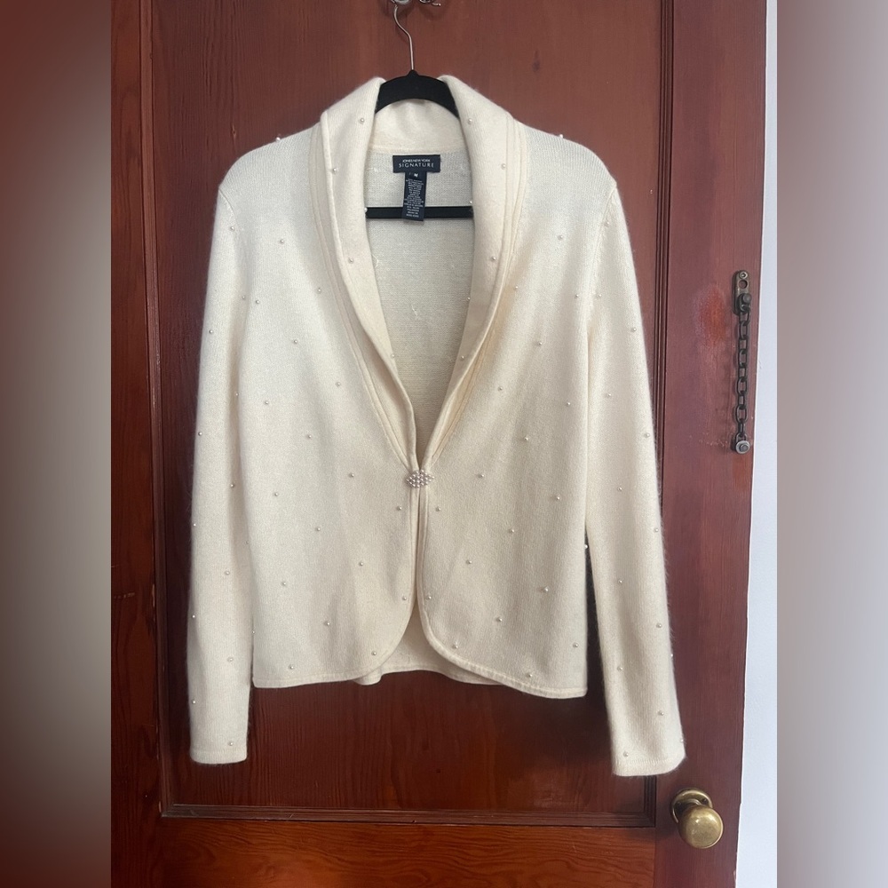 Jones New York Cream Jacket with pearl Embellishments